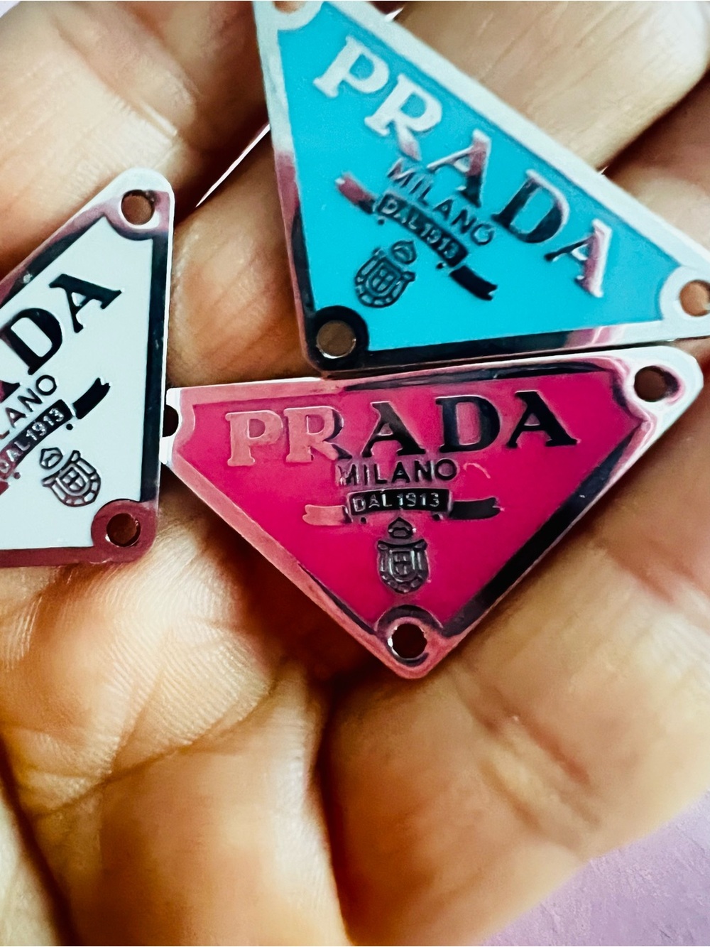 Set of 3 Triangle Logo Charm - Designer Accessory